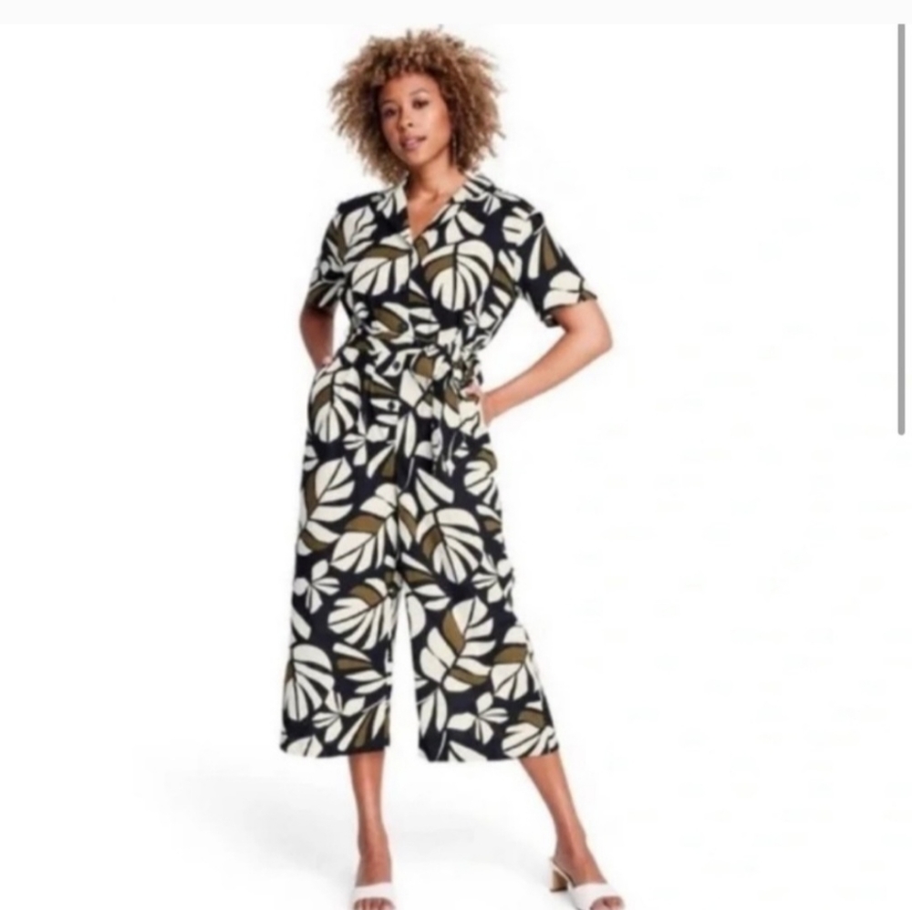 Tabitha brown jumpsuit palm print